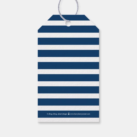 シックストライプな編集可能カラー卒業メッセージカード ギフトタグ (裏面)