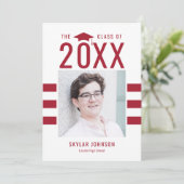 シックストライプな編集可能カラー卒業招待状 招待状 (スタンド正面)