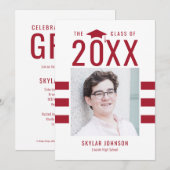 シックストライプな編集可能カラー卒業招待状 招待状 (正面/裏面)