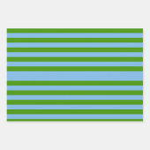 シックストライプのグラスグリーンとブルーラッピング紙 ラッピングペーパーシート (正面2)