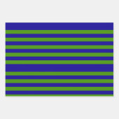 シックストライプのグラスグリーンとブルーラッピング紙 ラッピングペーパーシート (正面)