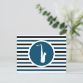 シックストライプのサックス葉書 ポストカード (スタンド正面)