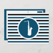 シックストライプのサックス葉書 ポストカード (正面/裏面)