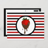 シックストライプのチョコレートストロベリーポストカード ポストカード (正面/裏面)