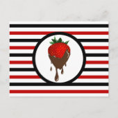 シックストライプのチョコレートストロベリーポストカード ポストカード (正面)