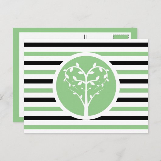 シックストライプのハートツリーはがき ポストカード (正面/裏面)
