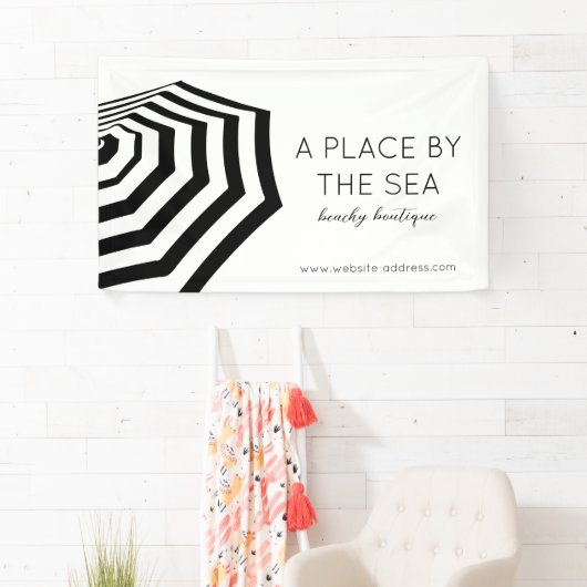 シックストライプのビーチアンブレラブティック 横断幕 (インサイチュ)