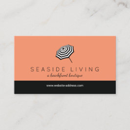 シックストライプのビーチアンブレラロゴサンゴ 名刺