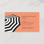 シックストライプのビーチアンブレラロゴサンゴ 名刺 (裏面)