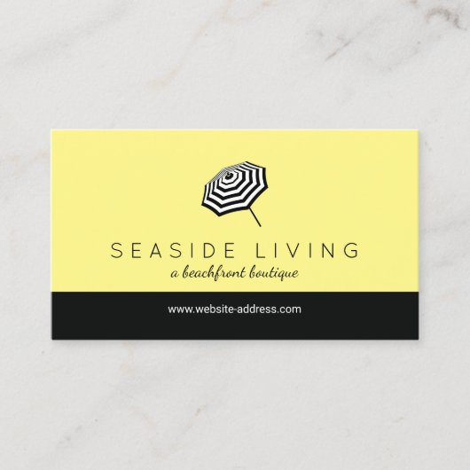 シックストライプのビーチ傘ロゴイエロー 名刺 (正面)