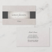 シックストライプの銀フェイク箔とブラックモノグラム 名刺 (正面/裏面)