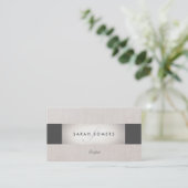 シックストライプの銀フェイク箔とブラックモノグラム 名刺 (スタンド正面)