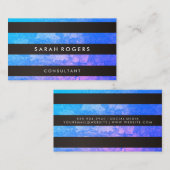 シックストライプパターグランジンブルーパープル 名刺 (正面/裏面)