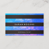 シックストライプパターグランジンブルーパープル 名刺 (正面)