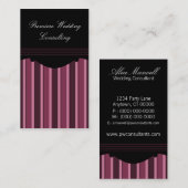 シックストライプビジネスカード、明るい赤紫色 名刺 (正面/裏面)