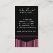 シックストライプビジネスカード、明るい赤紫色 名刺 (裏面)