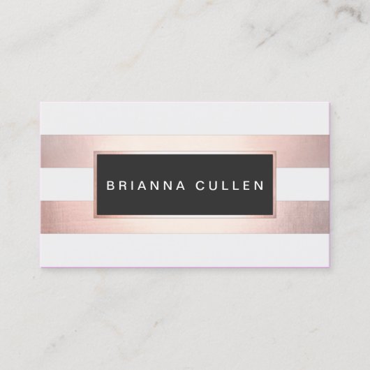 シックストライプフェイクゴールドフォイルアポイントメントアラーム 予約カード (正面)