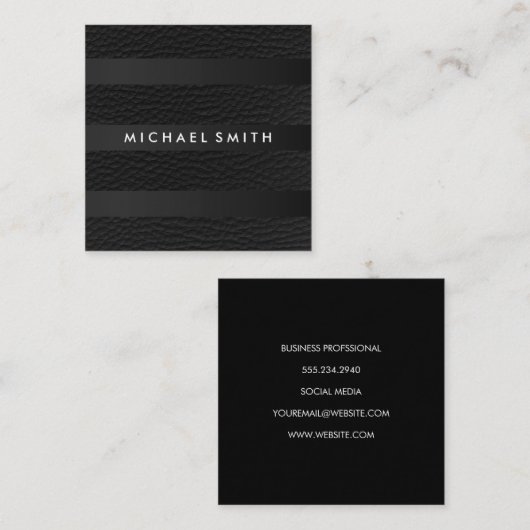 シックストライプフェイクレザー スクエア名刺 (正面/裏面)