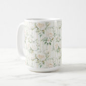 シックストライプフローラホワイト結婚ロマンチック コーヒーマグカップ (正面左)