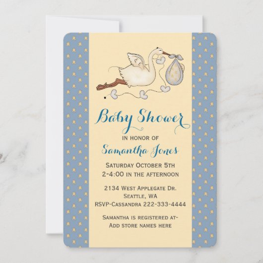 シックストーク男の赤ちゃんシャワー招待状 招待状 (正面)