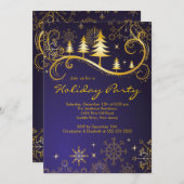 シックスノーフレークズクリスマスツリーホリデーパーティ 招待状 (正面/裏面)