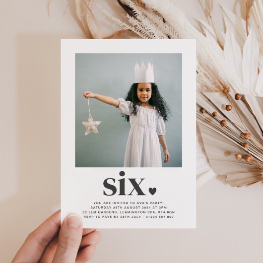 シックスハート – スクウェア写真誕生日招待状 招待状