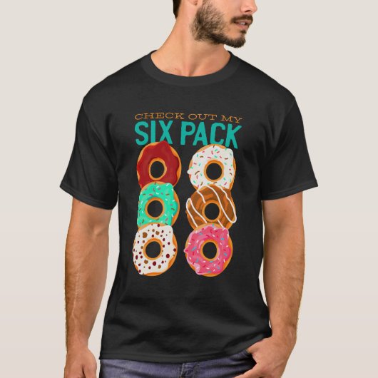 シックスパックをチェック - おもしろいドーナツ ワークアウト アブス Tシャツ (正面)