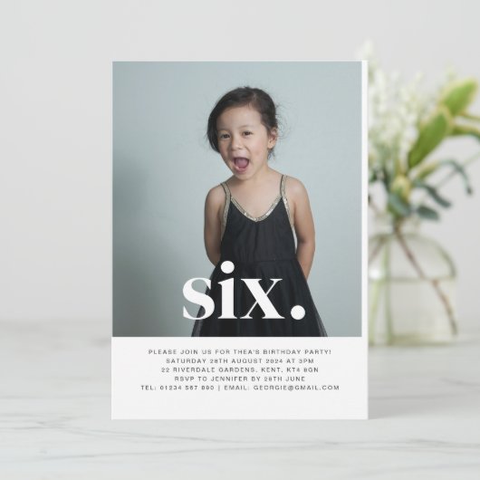 シックスフォトファースト誕生日招待状 招待状 (スタンド正面)