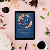 シックスペインのエレガントフローラ100th誕生日パーティー 招待状