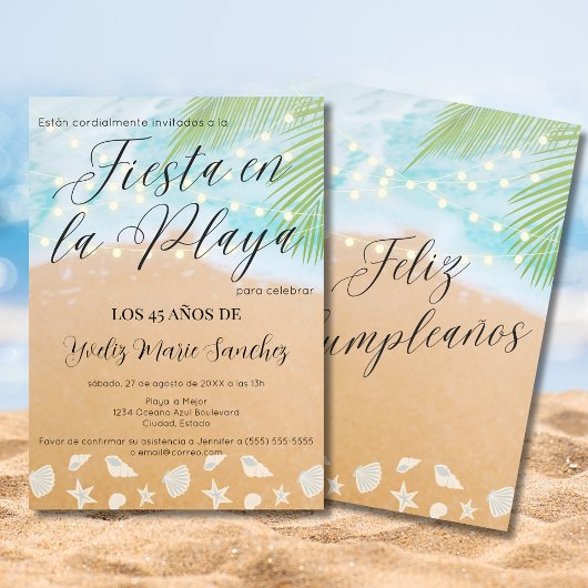 シックスペインのビーチサンドショア45thバースデーパーティー 招待状