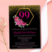 シックスペインのブはっきりしたラック金ゴールド&ピンク99誕生日 招待状