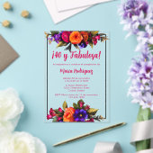 シックスペインのブエレガントライト花模様40th誕生日 アクリル招待状 (インサイチュ (ウェディング))