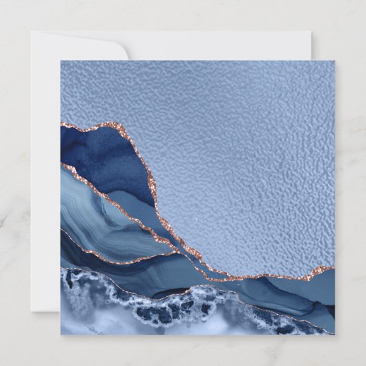 シックスペインのブルーフラワーアゲートフォイルキンセアニラ 招待状 (裏面)