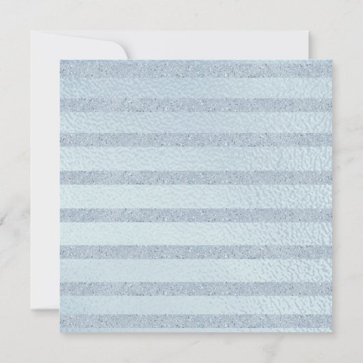 シックスペインのブルー淡い色のの花とフォイルキンセアニー 招待状 (裏面)