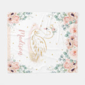 シックスワンお洒落プリンセス赤面ピーチフローラ フリースブランケット (正面(横))