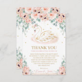 シックスワンプリンセス赤面ピンクフローラベビーシャワー サンキューカード (正面/裏面)