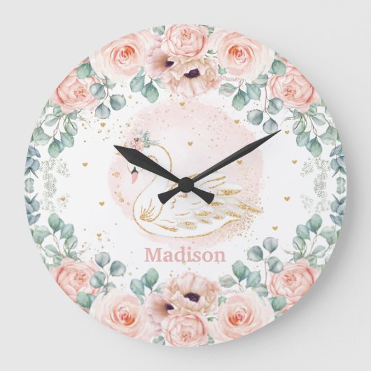 シックスワンプリンセス赤面ポピーフローラガールベッドルーム ラージ壁時計 (正面)