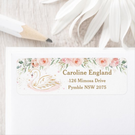 シックスワン赤面ピンクフローラ差出人住所ラベル ラベル (インサイチュ)