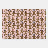 シックス顔ジンジャーブレッドピープルホリデイ ラッピングペーパーシート (正面)