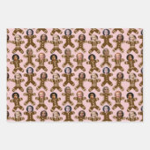 シックス顔ジンジャーブレッドピープルホリデイ ラッピングペーパーシート (正面2)