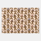 シックス顔ジンジャーブレッドピープルホリデイ ラッピングペーパーシート (正面)