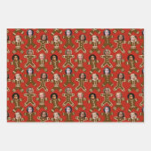 シックス顔ジンジャーブレッドピープルホリデイ ラッピングペーパーシート (正面2)