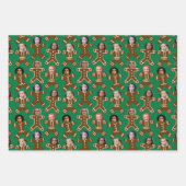 シックス顔ジンジャーブレッドピープルホリデイ ラッピングペーパーシート (正面)