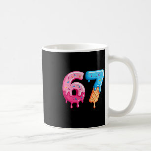 シックス セブン アイスクリームしたたり落ちる かっこいい ミーム 67 おもしろい 数字 コーヒーマグカップ
