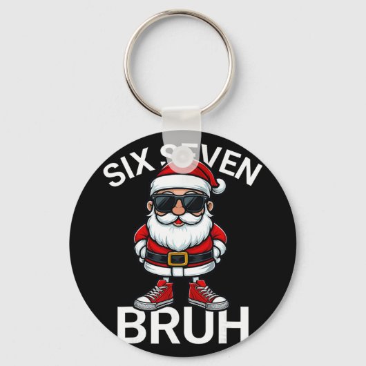 シックス セブン ブルー おもしろ 67 メメクリスマス サンタ キーホルダー (正面)