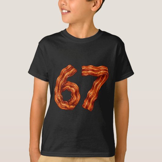 シックス セブン ベーコン クール ミーム 67 楽しい 数字 Tシャツ (正面)