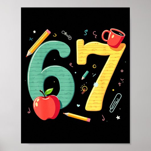 シックス セブン 67 先生 学校 メーム ビブス ポスター (正面)