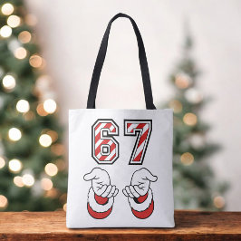 シックス セブン 67 6 7 クリスマスの楽しいミーム  ホリデー トートバッグ