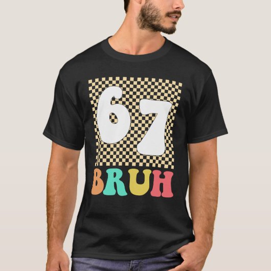 シックス セブン 6 7 ブルー おもしろい ミーム Tシャツ (正面)