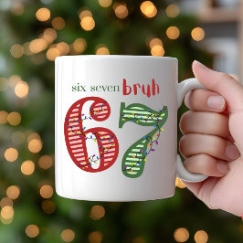 シックス セブン 6 7 ブルー クリスマス ホリデー コーヒーマグカップ